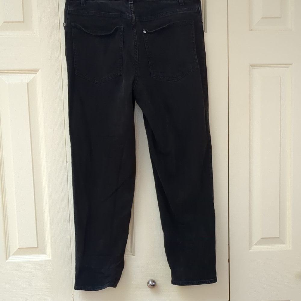 H&M Button Fly Black Jeans With Slim Straight Leg Fit.